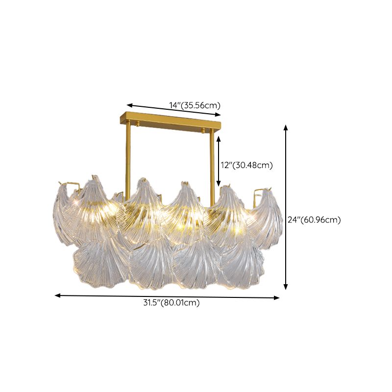 Modern Metal Ceiling Light Geometric Shape Hanging Lamp with Shell Shade for Living Room
