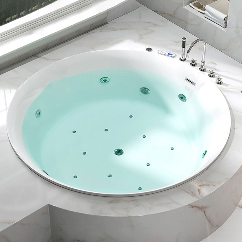 Drop-in Acrylic Round Bathtub Modern Air/ Whirlpool Bathtub in White