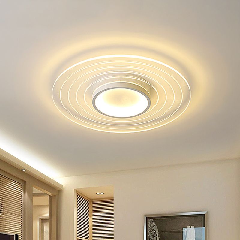 White Ultra-Thin Disk Flushmount Simple 16.5"/20.5"/24.5" W LED Acrylic Flush Lighting in Warm/White Light for Bedroom