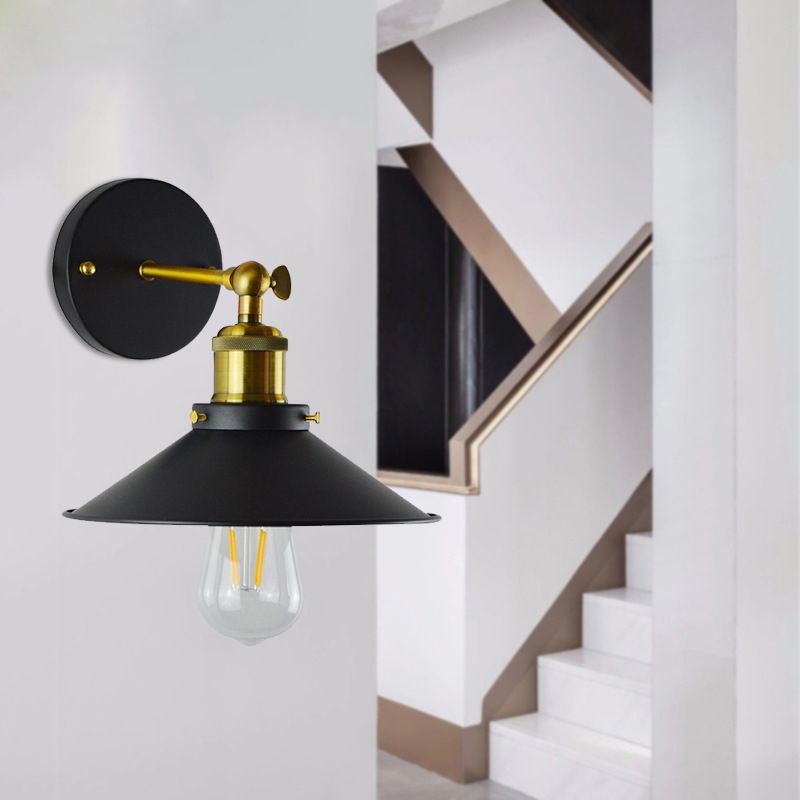 Metal Flared Wall Sconce Lighting Industrial Style 1 Light Wall Lamps
