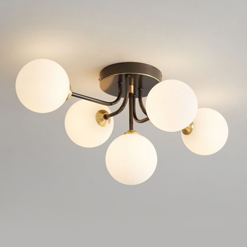 Luz de techo de bola de vidrio Luz de montaje de semi descarga posmoderna para sala de estar para sala de estar