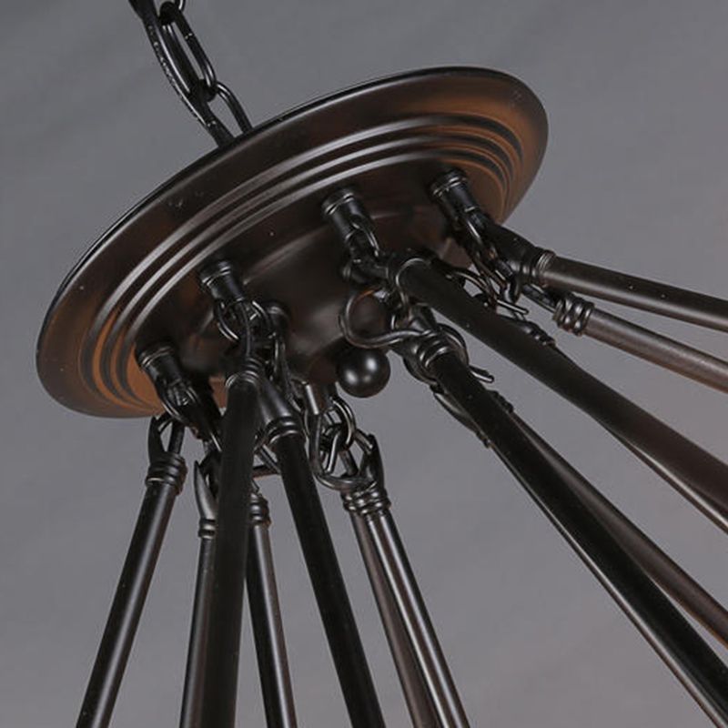 Black Antique Hanging Fixture Circle Wrought Iron Chandelier Pendant Lights