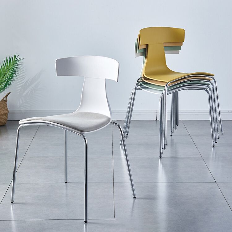 Chaises de salle à manger empilables sans accoudoirs, chaises latérales de salle à manger d'intérieur avec pieds en métal