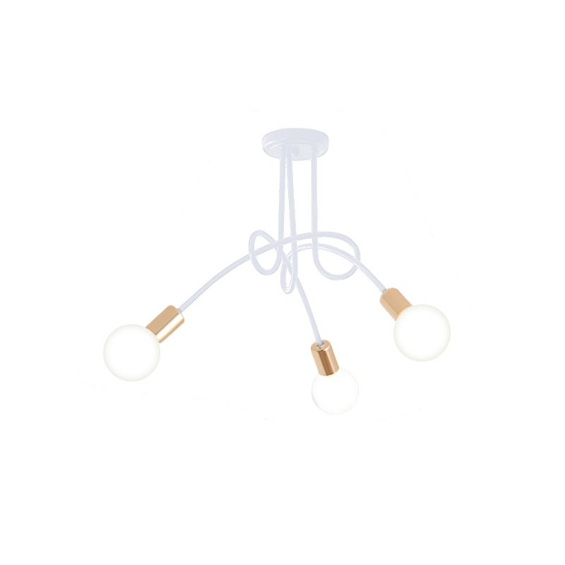 Iluminación de montaje semiempotrado trenzado negro/dorado con bombilla abierta, lámpara de techo de cocina de metal industrial de 3/5/6 luces