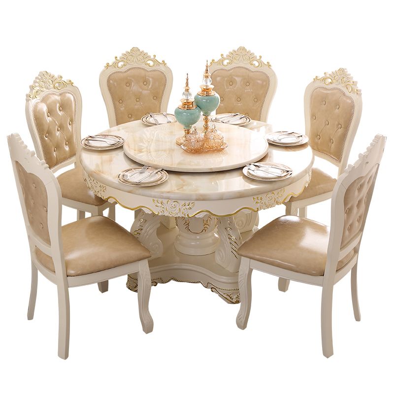 Table ronde victorienne en bois massif avec base de piédestal