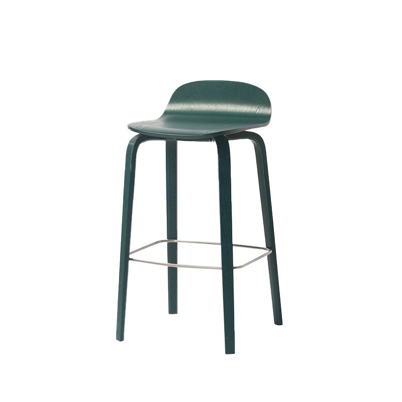 Modern Armless Backrest Counter Stool Wood Cafe Bar Stool with Wooden Seat and Pedal