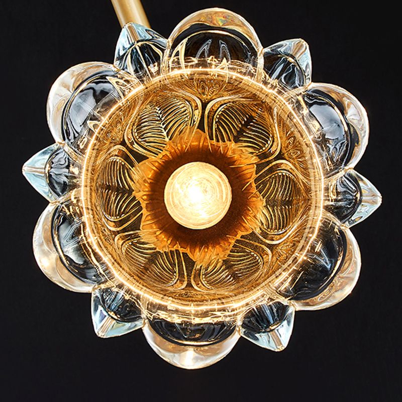 Luminaire de plafond floral en verre de style moderne, luminaire monté au plafond doré