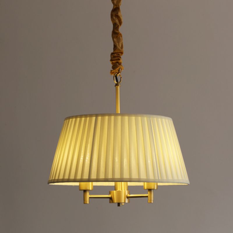 Classic Tapered Chandelier 3-Light Fabric Hanging Light Fixture for Dining Room
