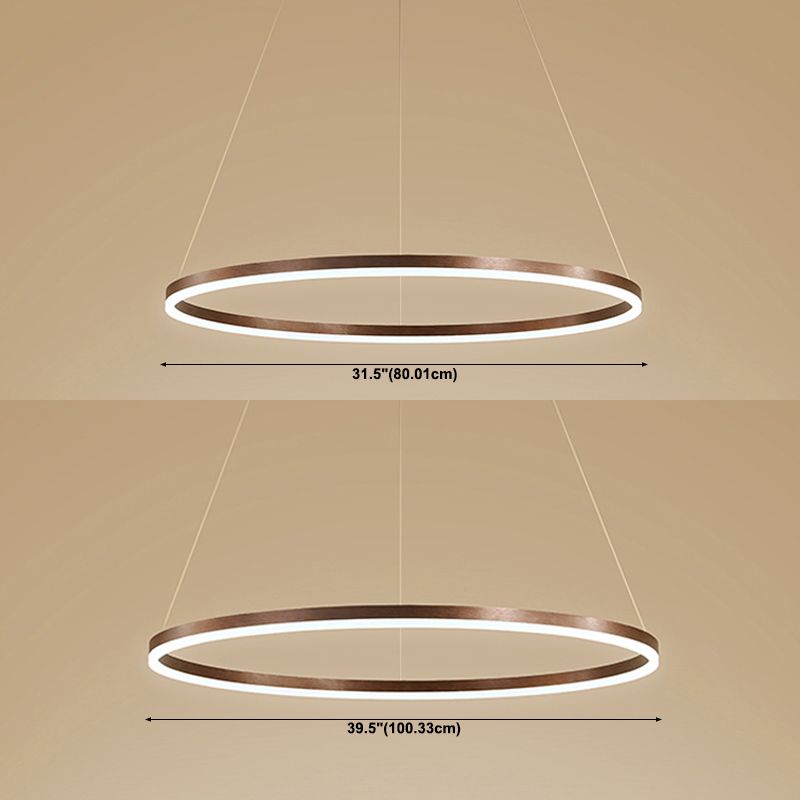 Modern Aluminum Ceiling Hung Fixture Brown Circle Down Lighting Pendant