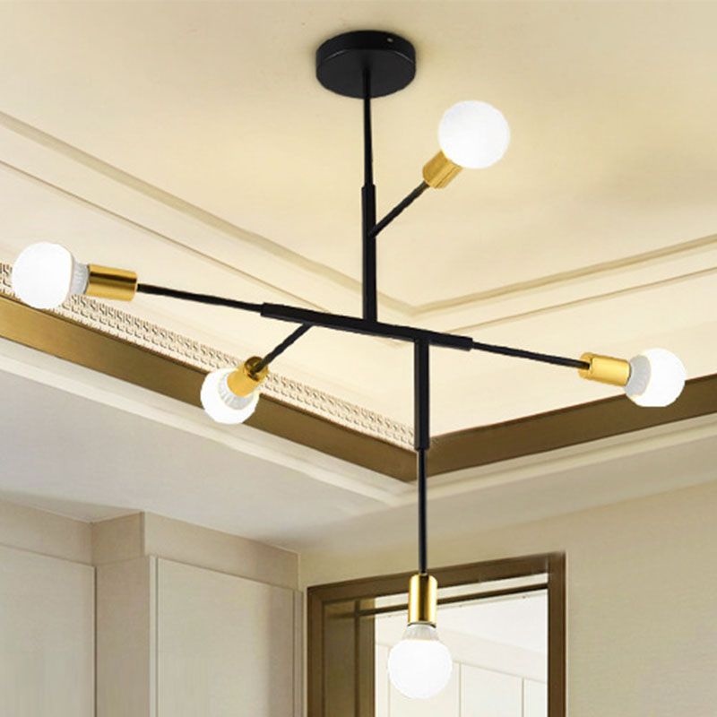 Postmoderner Stil Multi -Lampen -Kronleuchter Gold Metall Hanging Anhängerlampe für Wohnzimmer