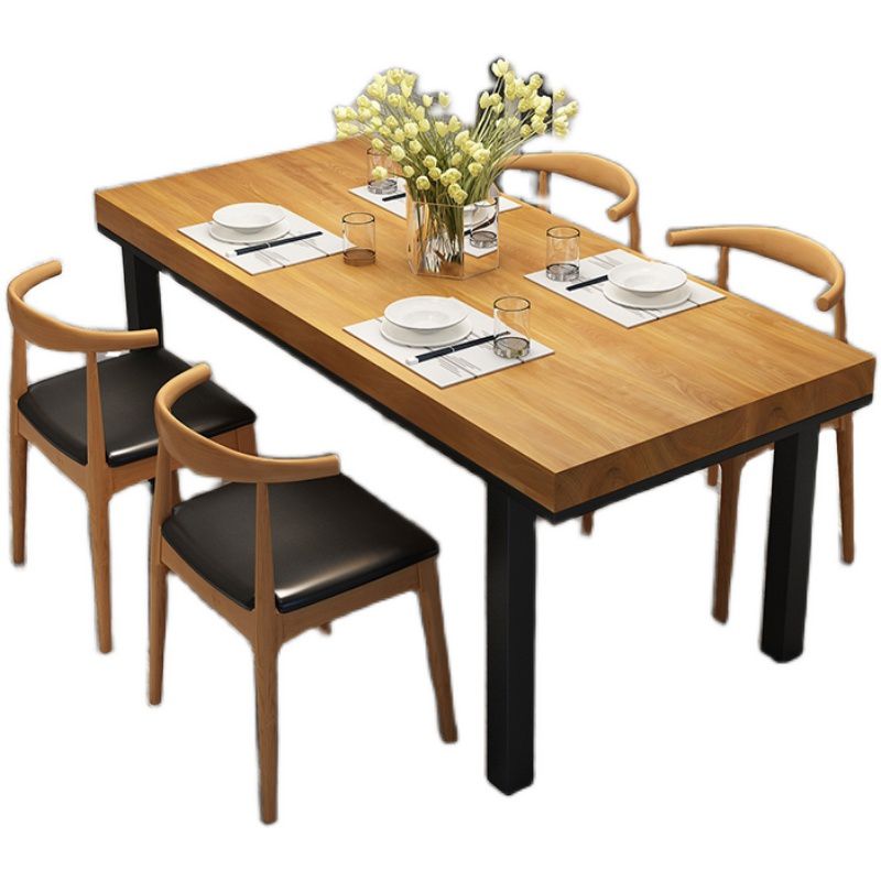 Industrial Style Solid Wood Dining Room Set with Rectangle Shape Dining Table Furniture