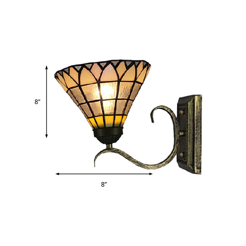 Tiffany Shuttlecock Shaped Wall Light Art Glass 1 Light Clear Wall Lamp with Curved Arm for Kitchen