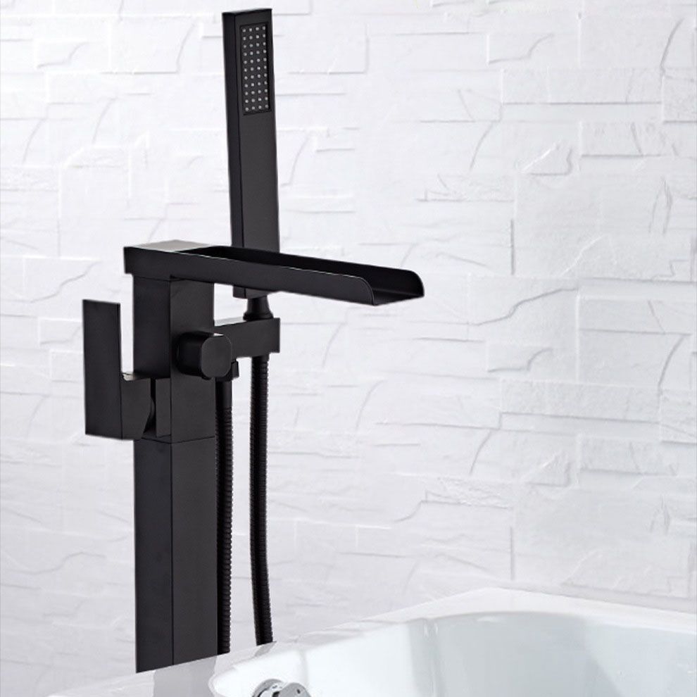 Floor Mounted Waterfall Freestanding Tub Filler Single Handle Freestanding Tub Filler Trim
