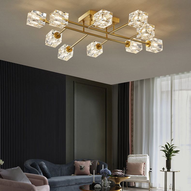 Luci di montaggio a rulli a soffitto quadrato Modern Crystal Affermazione Luce