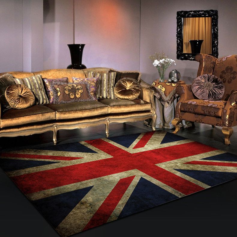 Personality Patterned Rug Multi Colored Nordic Carpet Synthetics Machine Washable Non-Slip Pet Friendly Rug for Great Room