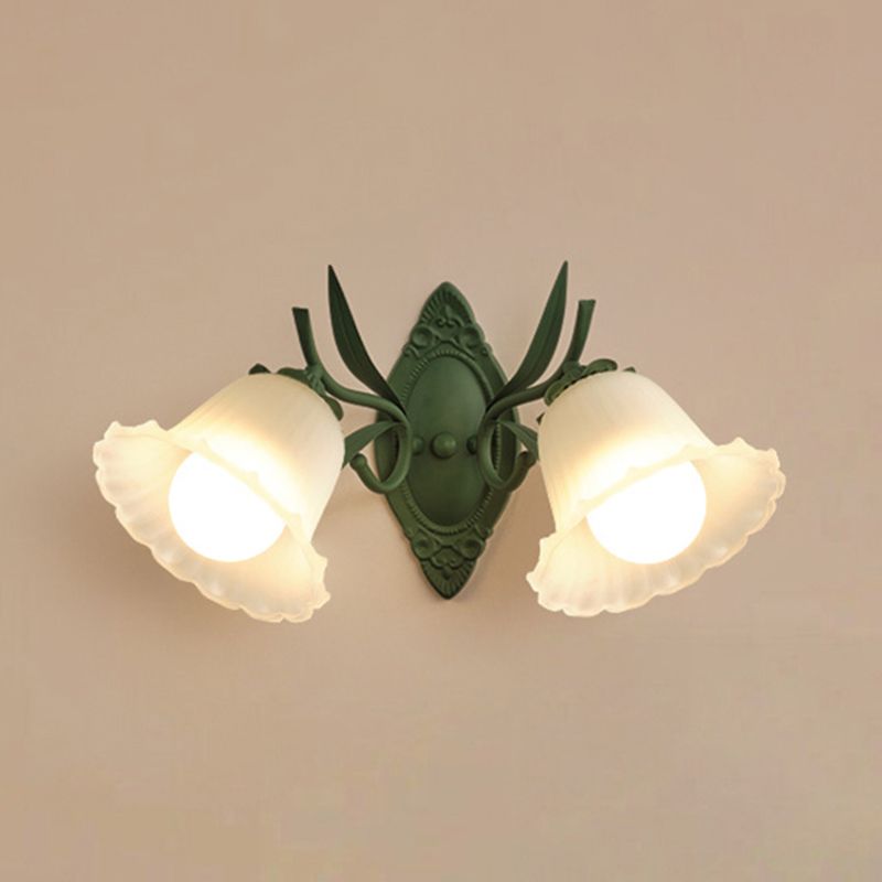 Modern Wall Light Fixture Green Wall Light Sconce with Glass Shade for Bedroom