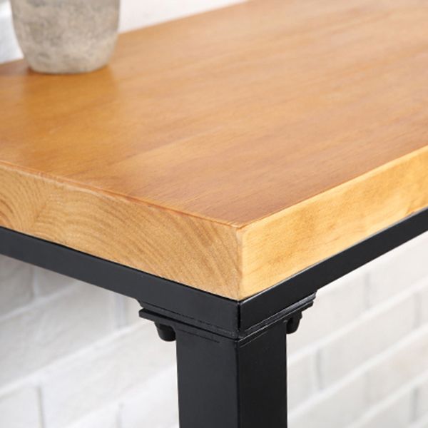 Rectangle Solid Wood Bistro Table Natural Bar Height Pub Table with Footrest