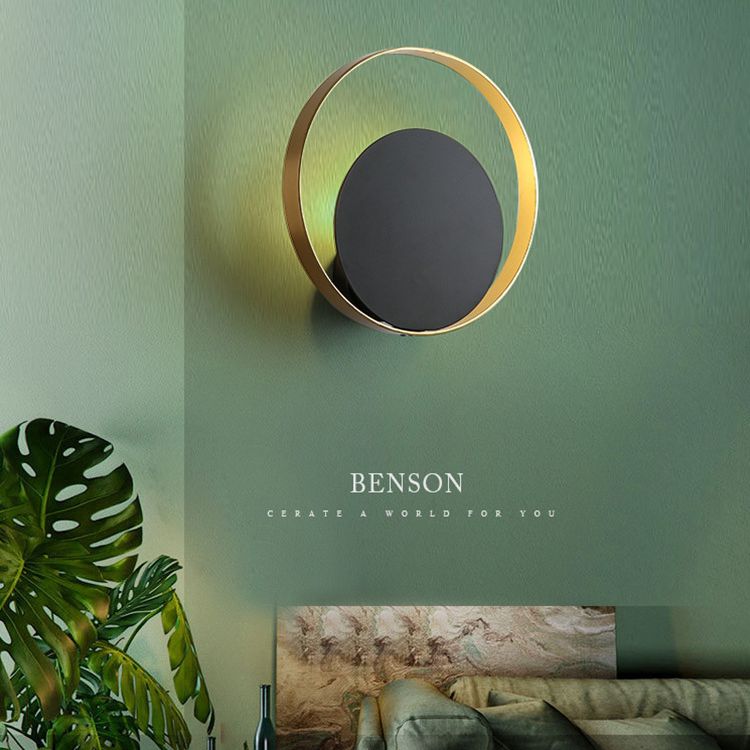 Circle Wall Mounted Lamp Postmodern Simplicity Metal Wall Mount Lamp for Living Room
