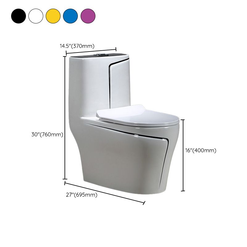 Floor Mount Flush Toilet Skirted Traditional One-Piece Toilet with Slow Close Seat