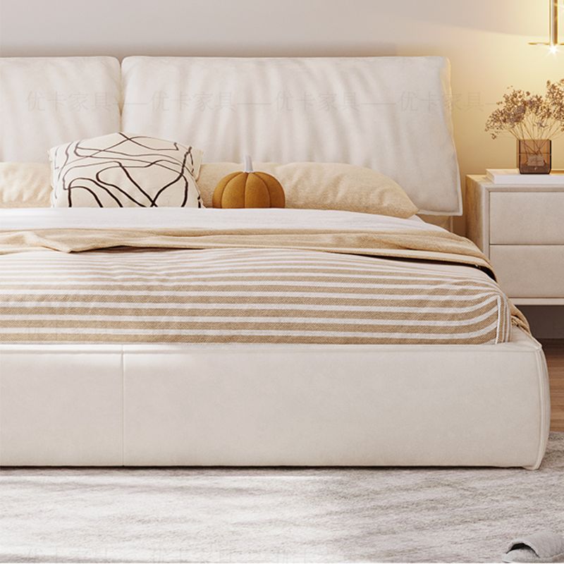 Modern Style Upholstered Headboard White Imitation Leather Bed