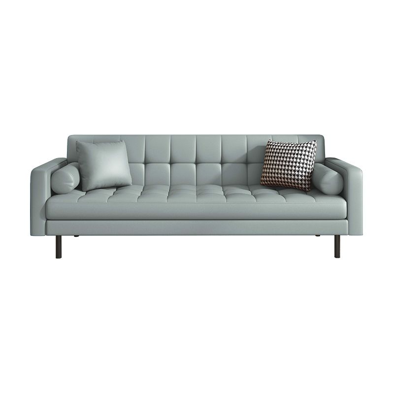 Industrial Square Arms Sofa Pillows Included Back Settee with Metal Legs