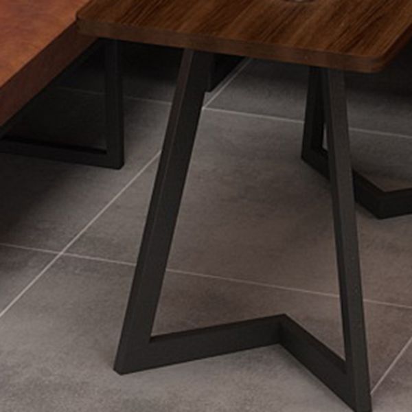 Table de salle à manger industrielle Table en bois massif avec double piédestal noir