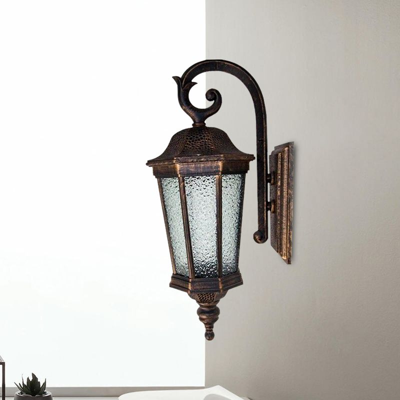 Rust Star Anise Wall Lodges Loges en verre d'eau 1 Light Light extérieur lampe murale avec conception de bande de tigre