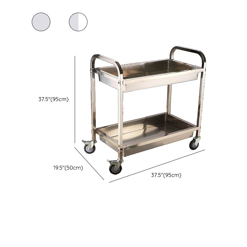 Modern Kitchen Trolley Metal Open Storage Kitchen Trolley in Silver