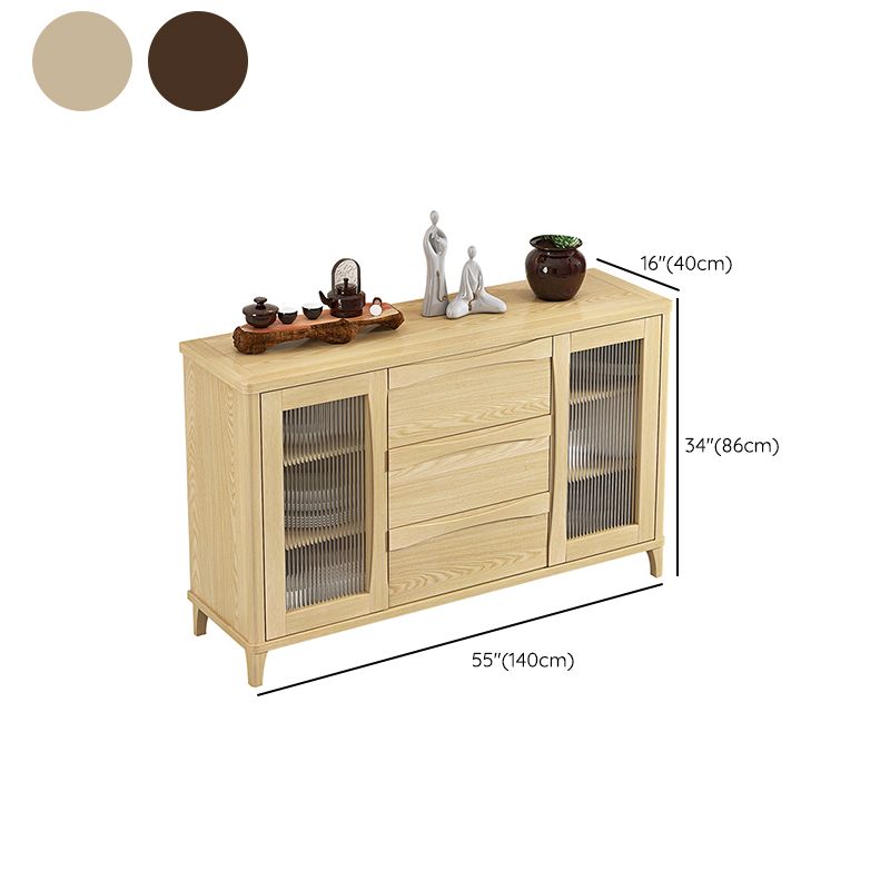 Modern Style Solid Wood Sideboard Cabinet with Doors and Drawers