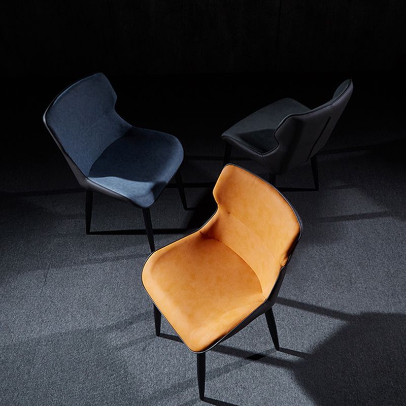 Modern Leather Dining Side Chair Indoor Wingback Chair with Black Legs