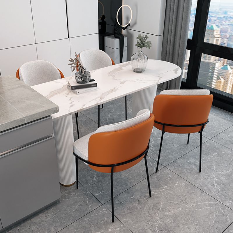 Mesa de comedor blanca de forma gratuita Mesa de piedra sinterizada estilo de lujo con 3 patas