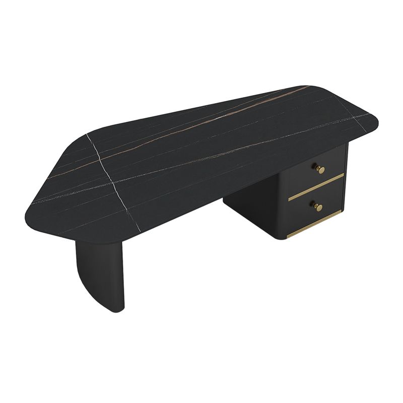 15"H Contemporary Coffee Table Stone Coffee Cocktail Table with Drawer