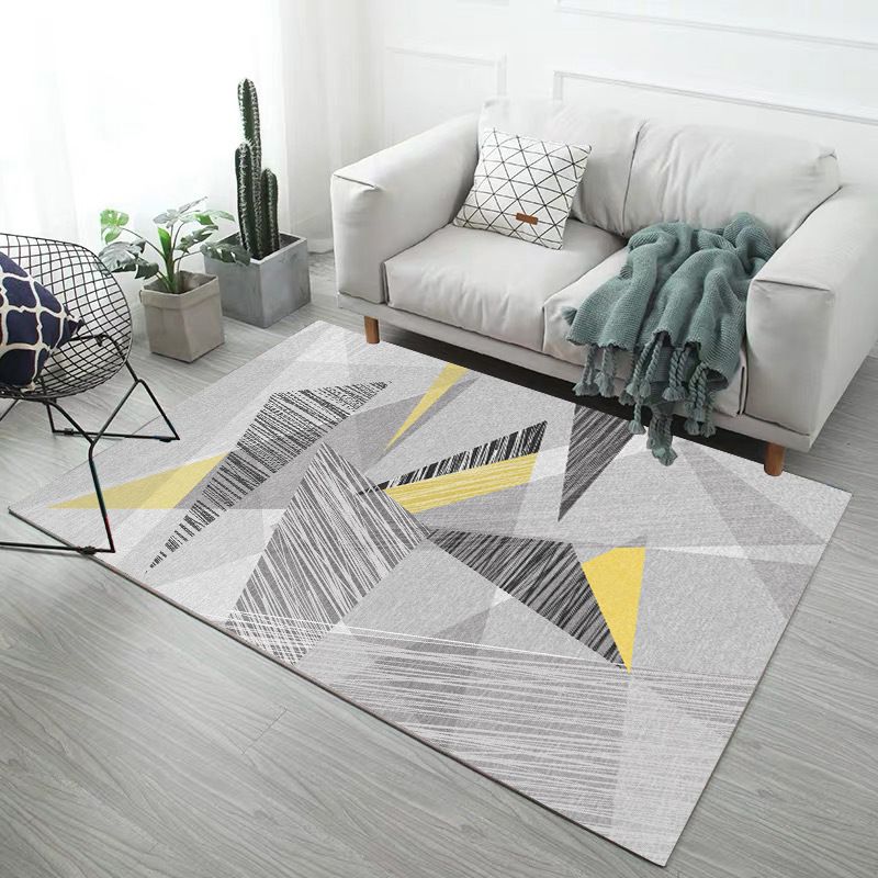 Decorative Modern Geometry Printed Rug Creative Funky Polyester Area Rug Easy Care Friendly Washable Rug for Living Room