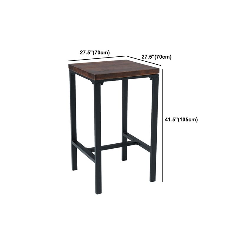 Industrial Square Solid Wood Bar Table Set 1/2/3/5 Pieces Counter Table with High Stools
