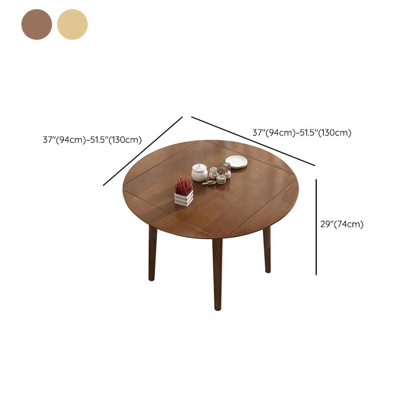 Round Home Kitchen Dinner Furniture Drop Leaf Rubberwood Solid Wood Dining Table