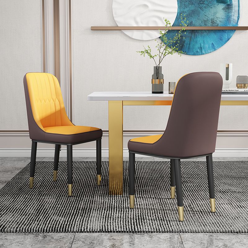Chaise d'appoint scandinave avec dossier solide et chaise de salle à manger rembourrée en métal (Ensemble de 2)
