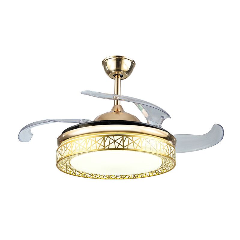 Nestförmiger Wohnzimmer Deckenlüfter Leuchtmetall 19 "breit LED Simplicity Halbflush Mount, 4 Klingen