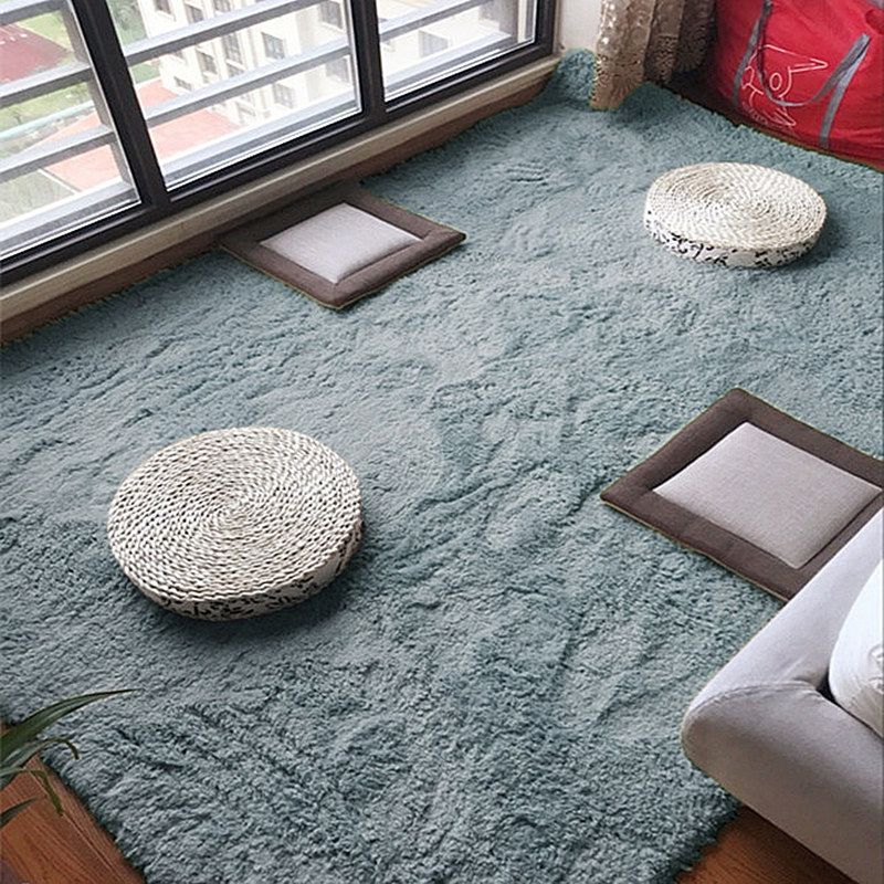 Multi Colored Plain Rug Artificial Wool Minimalist Rug Anti-Slip Backing Pet Friendly Machine Washable Carpet for Home