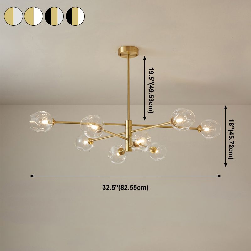 Contemporary Style Spherical Shape Chandelier Lights Glass 8 Light Chandelier Lighting