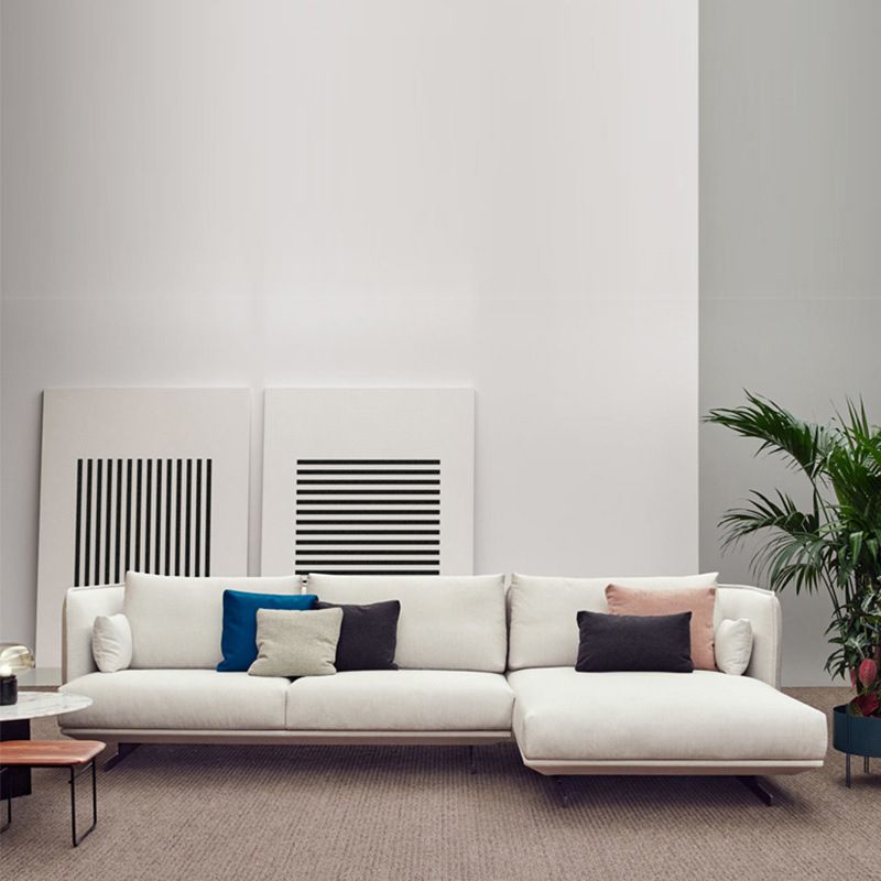 Beige Scandinavian Sofa/sectional with Square Arm for Apartment
