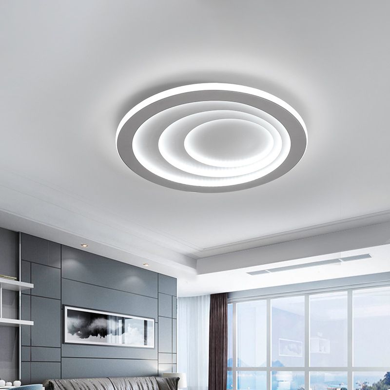 Luz empotrada de acrílico LED minimalista de montaje empotrado en techo ondulado blanco en luz blanca/cálida, 16"/19,5"/23,5" de ancho