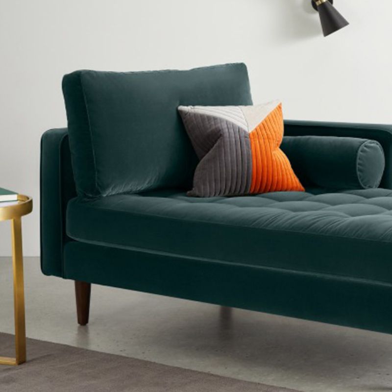 Contemporary Upholstered Chaise Lounge Square Arms Chaise in Green/Blue