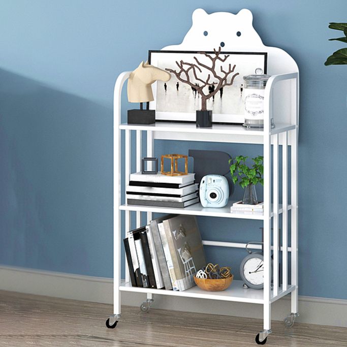 Modern Style Bookshelf Open Back Metal Bookcase with Caster Wheels