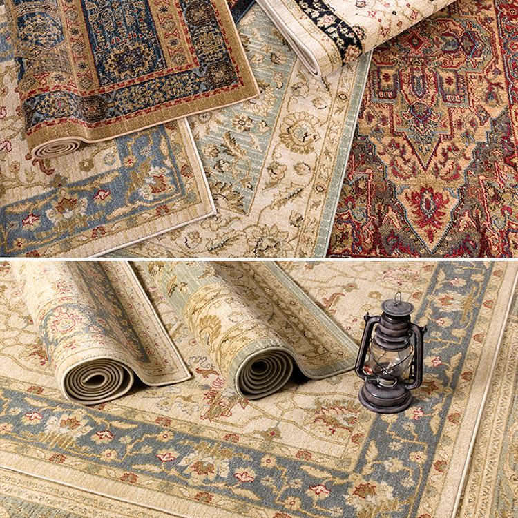 Grey Tone Home Decoration Carpet Nostalgia Medallion Printed Area Rug Polyester with Non-Slip Backing Rug