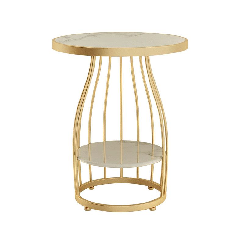 Contemporary Metal Frame End Table 24.8" Tall Slate Top Side Table