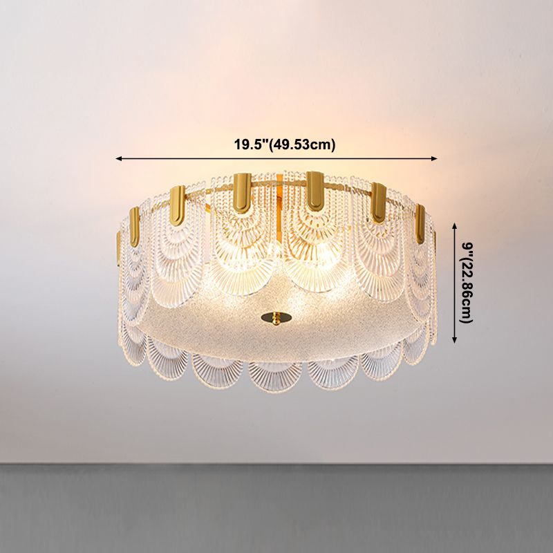 Iluminación de techo de montaje empotrado simple Lámpara de techo de vidrio contemporánea en oro