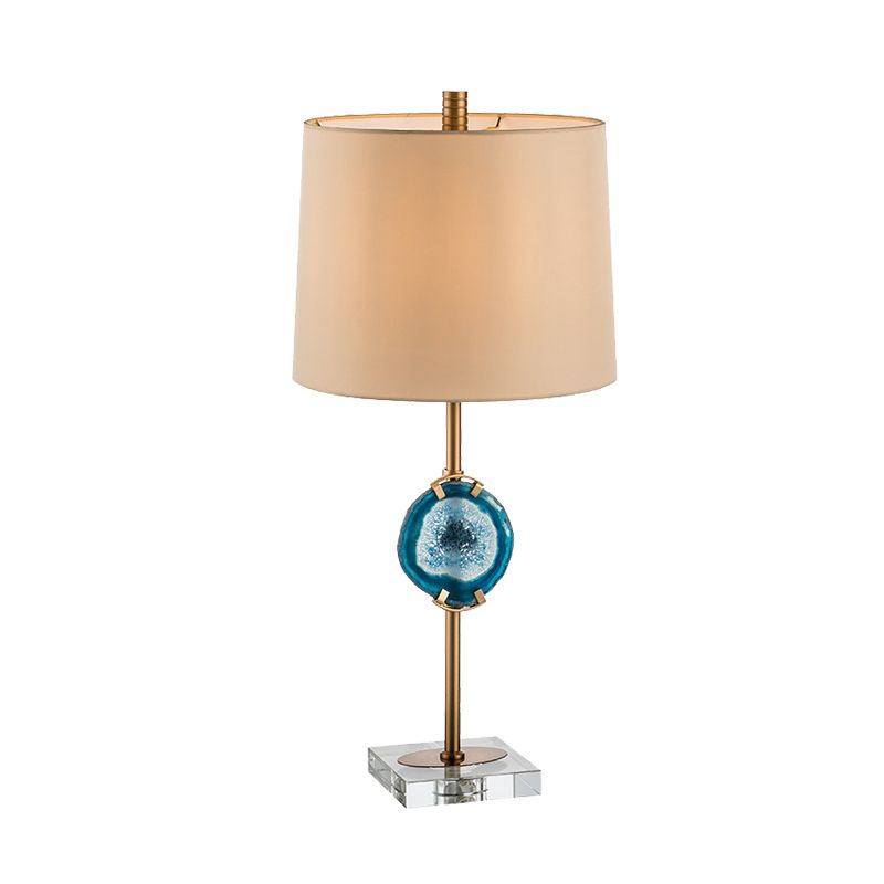 1 Kopf Wohnzimmer Schreibtisch hell moderne blaue Nachttischlampe mit Fassstoffschatten