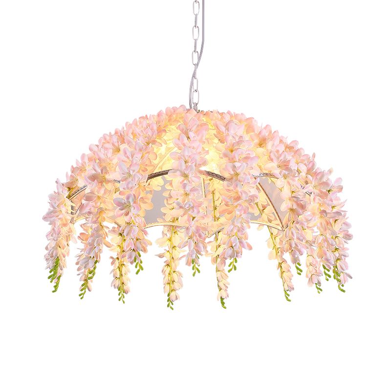 Iluminación colgante de restaurantes de restaurante chispeado 1 Luz de techo colgante de LED blanco claro con decoración de flores