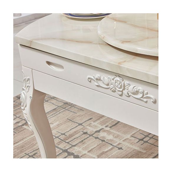 Glam Style Kitchen Marble Top Furniture of Standard Height Formal Dining RoomTable Set