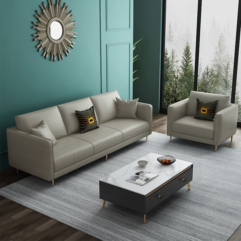 32,28 "d x 72,83" w x 33.07 "H divano in fico in pelle con cuscinetto con cuscinetti a sospensione